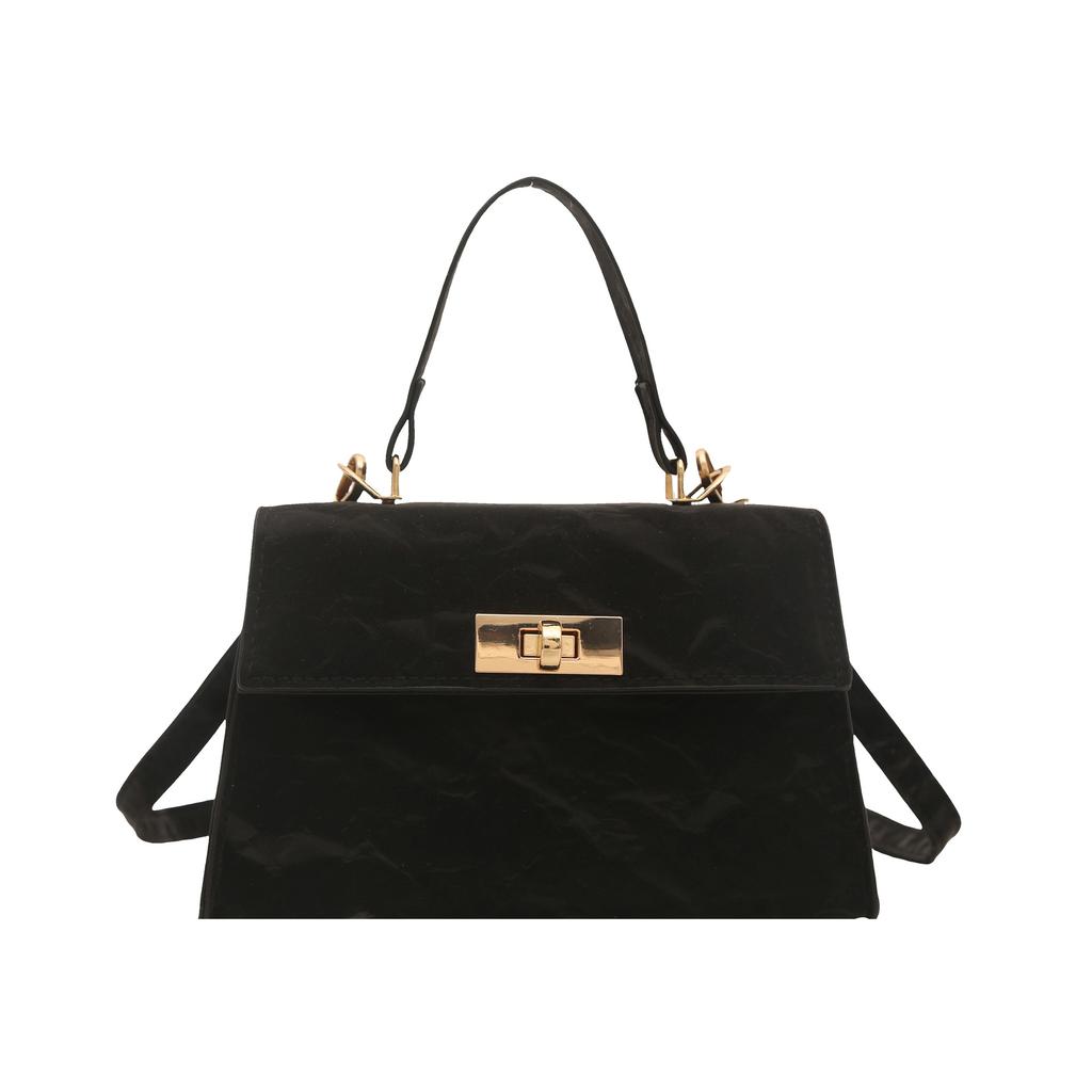 Spring New Style  Simple Commuting Lock  Retro Trend Korean Version Solid Color Hand-held Single Shoulder Crossbody Small Square Bag