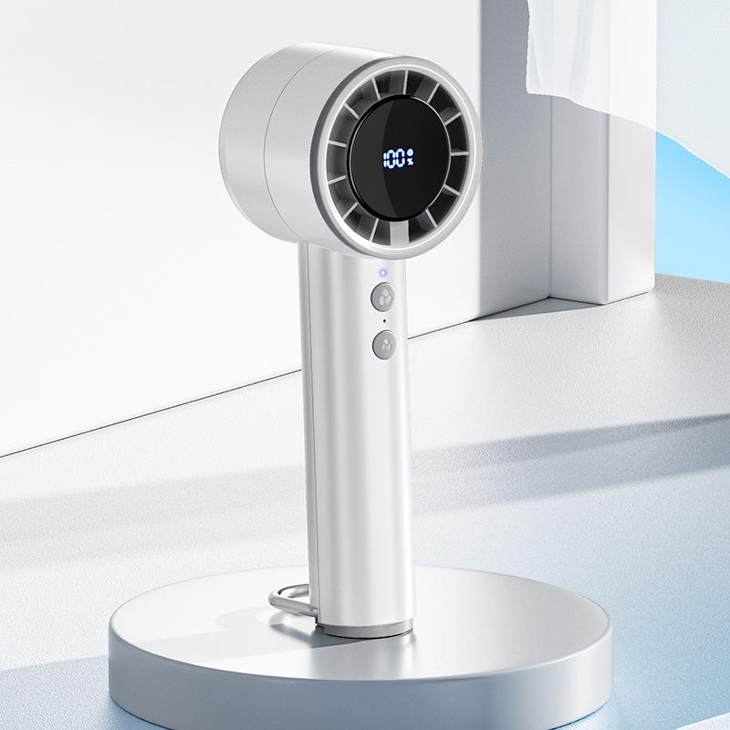 Portable USB Rechargeable Fan with Digital Display and 100-Speed Turbine