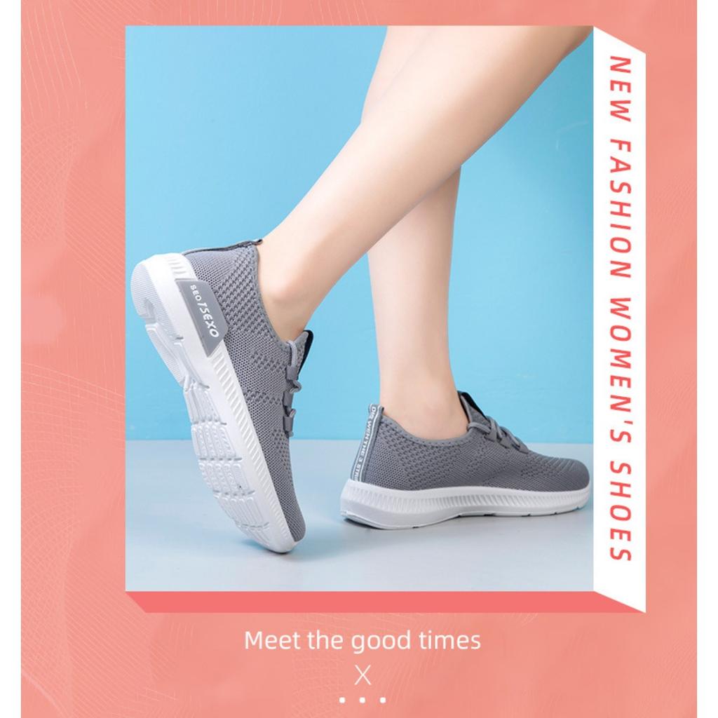 Women's Flyknit Single Shoes, Soft Soled Breathable Shoes, Casual Sports Shoes for Women