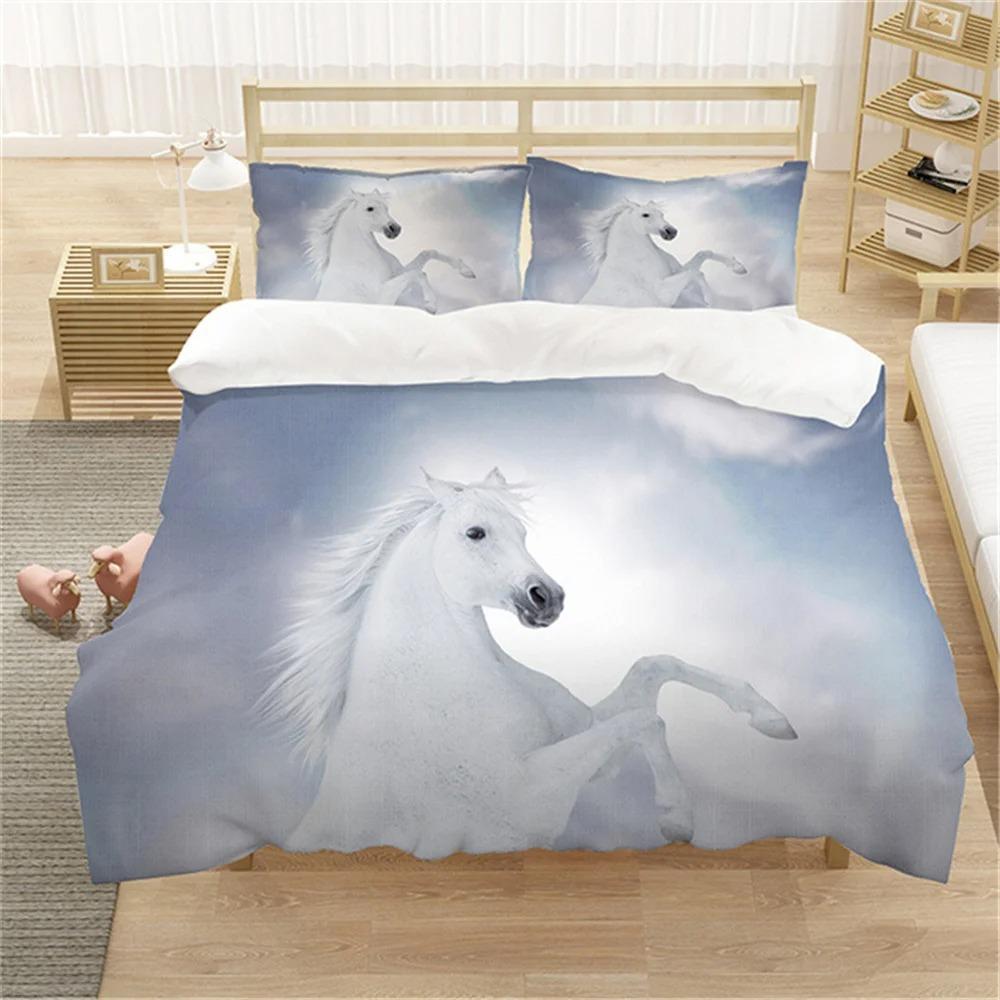 

Комплект постельного белья White Horse для мальчиков и девочек, двуспальный, пододеяльник, наволочка, детская, взрослая, мода, домашний текстиль EU Single 135x200cm