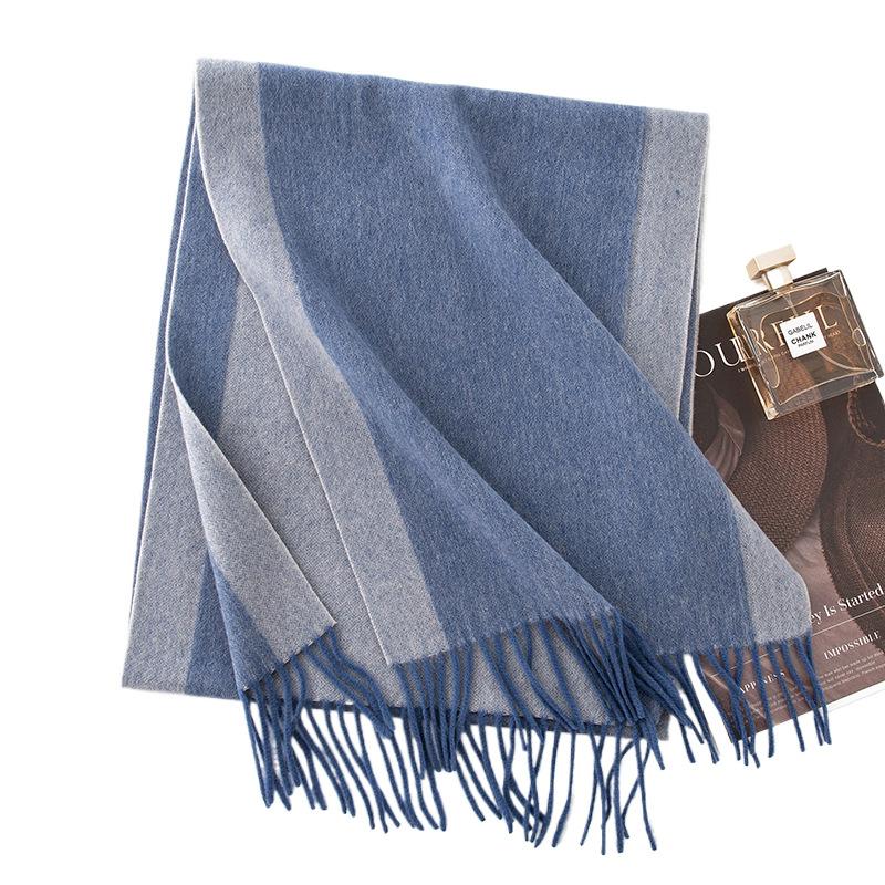 Wool Scarf Autumn and Winter Double Sided Solid Color Scarf Women's Thickened Warm Shawl Simple Tassel Versatile Scarf