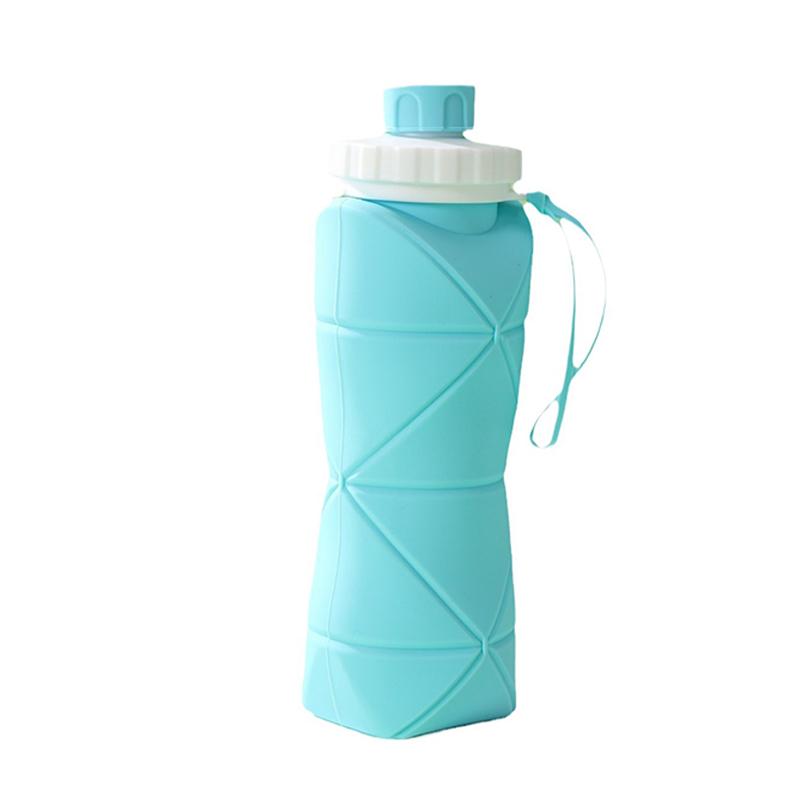 600 ml Silikon-Faltflasche für Erwachsene, tragbar, wiederverwendbar, Plastikbecher, für Outdoor-Reisen, Fitnessstudio, Wasserflasche, motivierende Trinkflasche