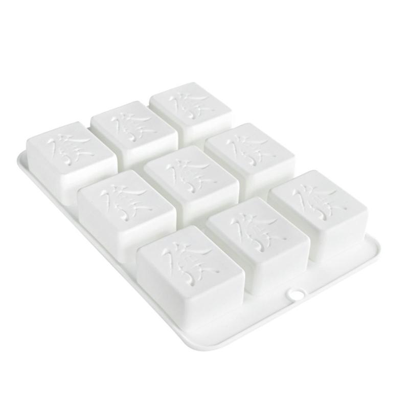 4/9 Cavity Lucky Mahjong Cake Molds Heat Resistant Silicone For Mousses Chocolate Candle Creative Baking Supplies Chinese Cultural Theme