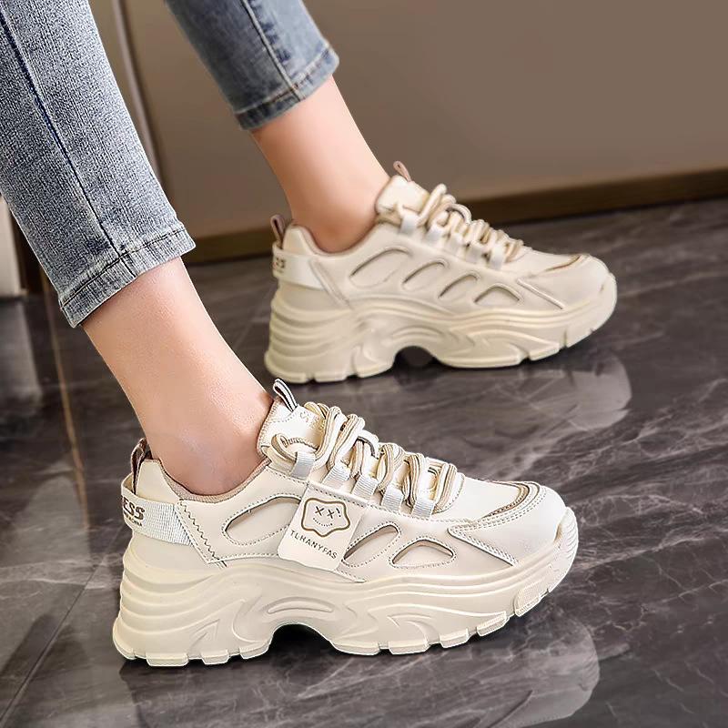 

Корейская версия 2024 весна и осень новые папины кроссовки круглый носок шнуровка модная расцветка подошва-маффин сетка Baida спортивная обувь 35