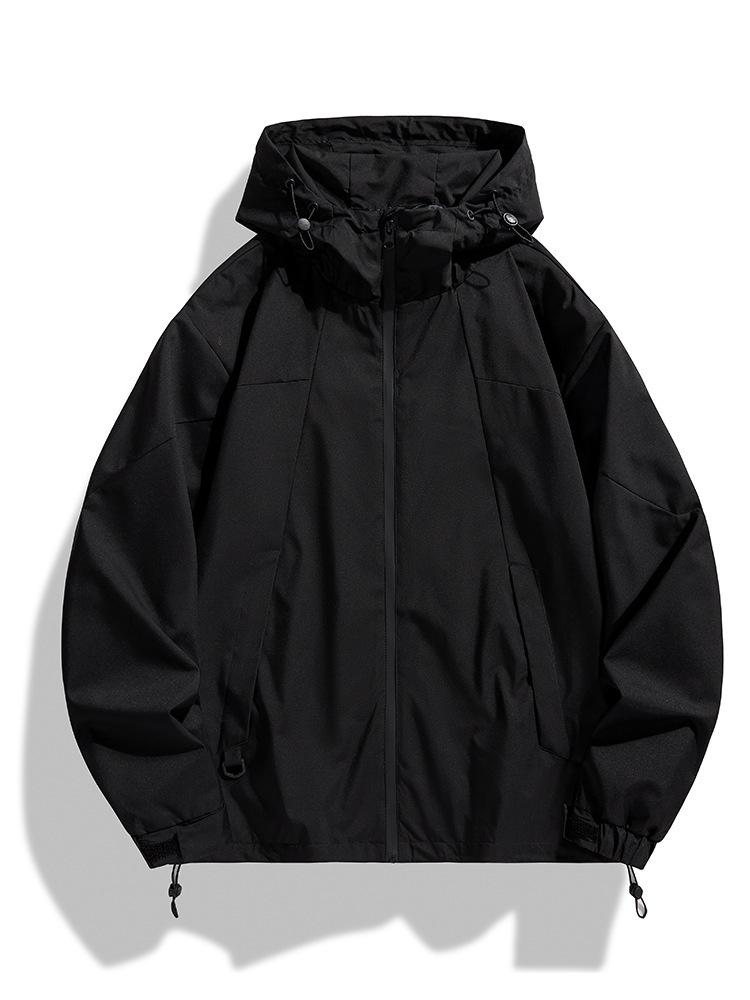 Trendy Spring & Fall Splash-Proof Hooded Jacket for Couples - Street Style Outdoor Casual Wear