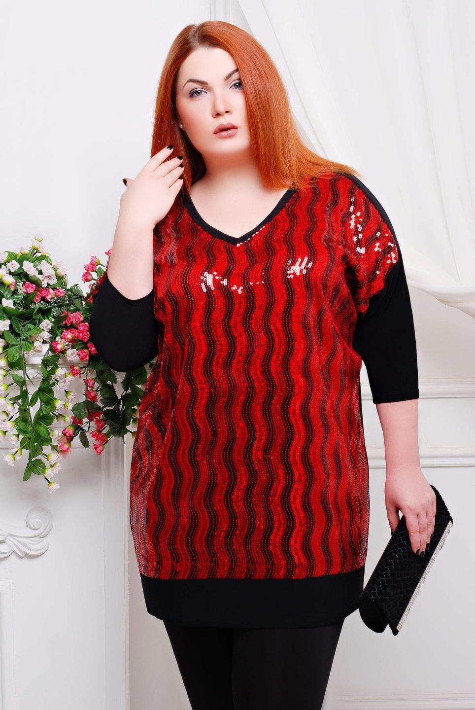 

Туніка з паєтками Tatiana ГЛАМУР 5XL червоний