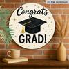 2D Flat, 1pc Round Aluminum Sign, "Congrats Grad!" Graduation Design, Simple Mortarboard & Gold Star Metal Wall Art, Minimalist Decor for Grad Party