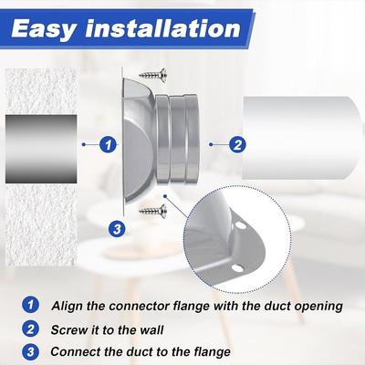 Practical Metal Pipe Air Vent Connector Round 4-10inch Tube Air Ventilation Joint Hose Connector Fresh Air System