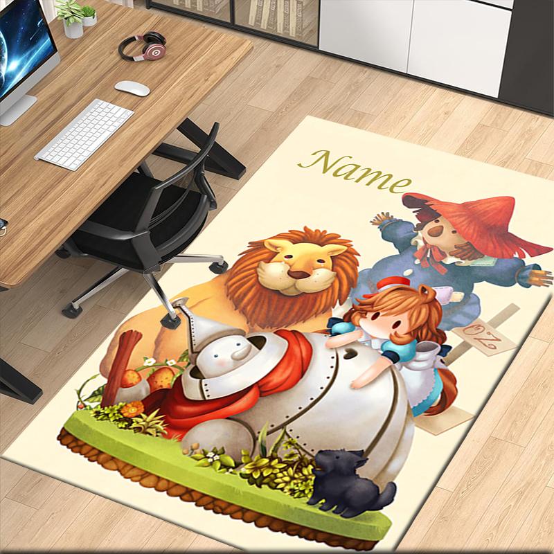 Custom Name Alice in Wonderland Printed Carpet, for Office Chair Living Room Bedroom Kitchen Room Decor Gifts.