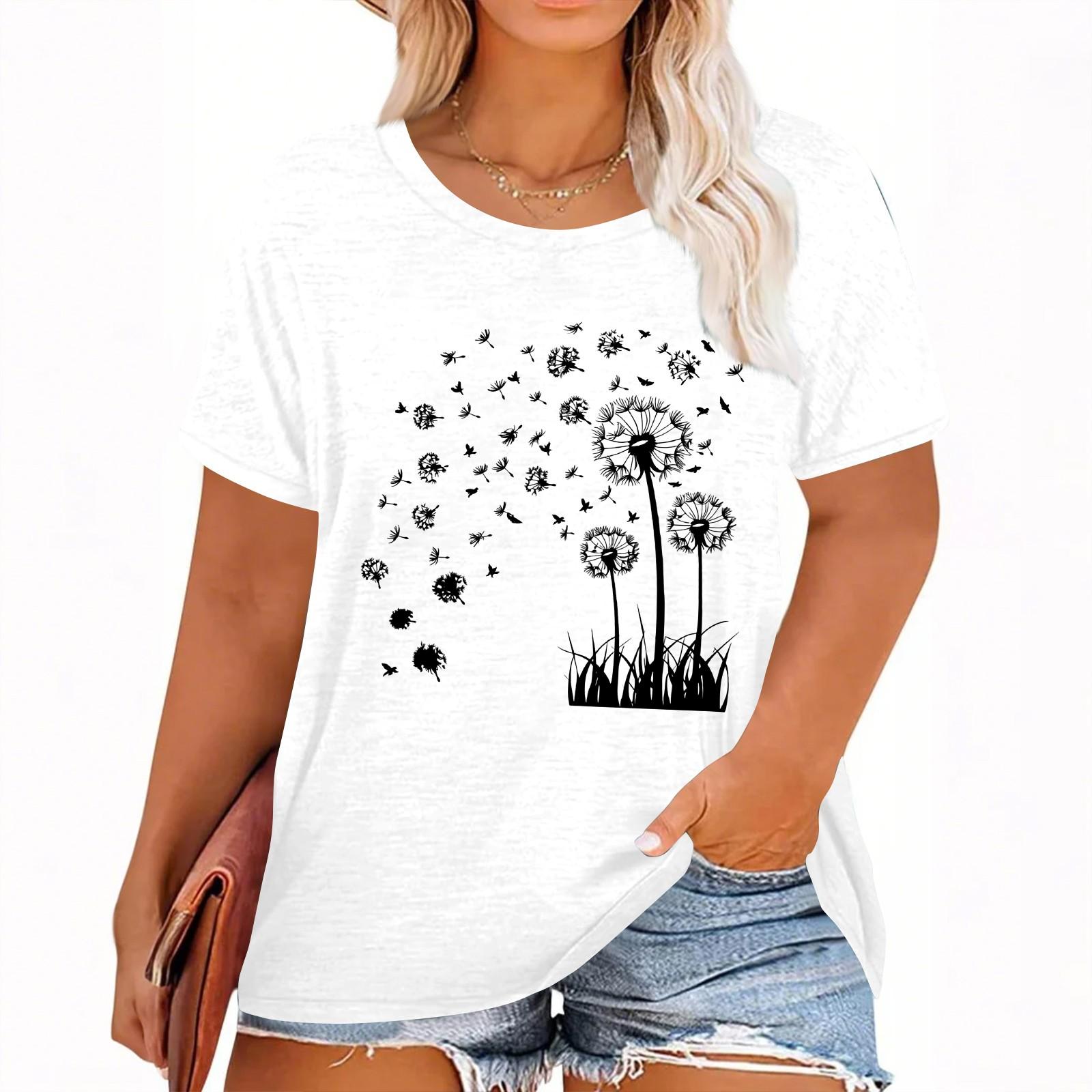 

Женская футболка с коротким рукавом и гавайским цветочным принтом XL белый