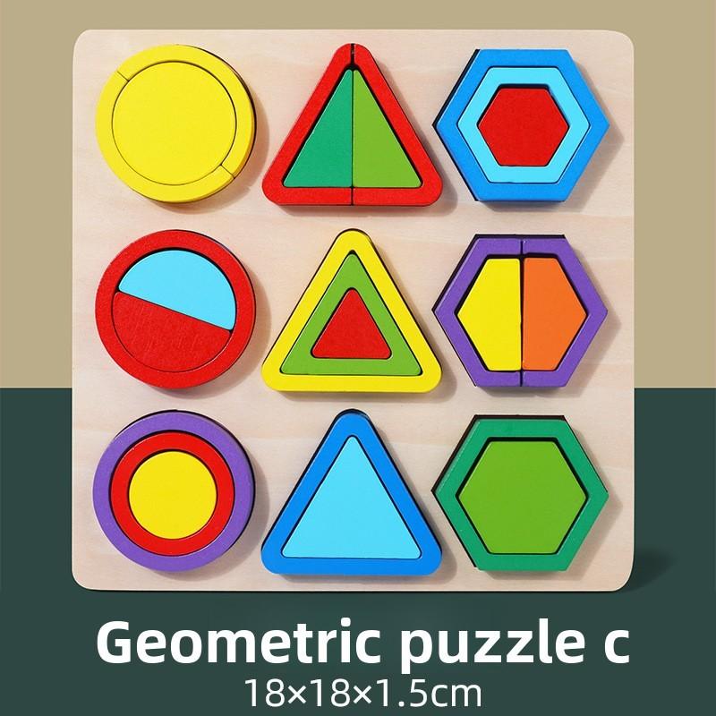 Geometric Shape Puzzle Board For Kids Early Learning Wooden Toy Educational