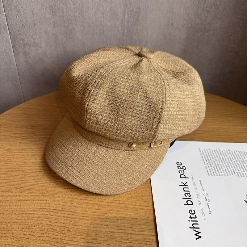 Autumn and winter hat women's retro hat fashion versatile cap small octagonal hat