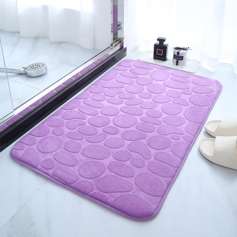 Pebble Textured Absorbent Coral Fleece Bathroom Mat, Solid Color, Stain Resistant, Thickened