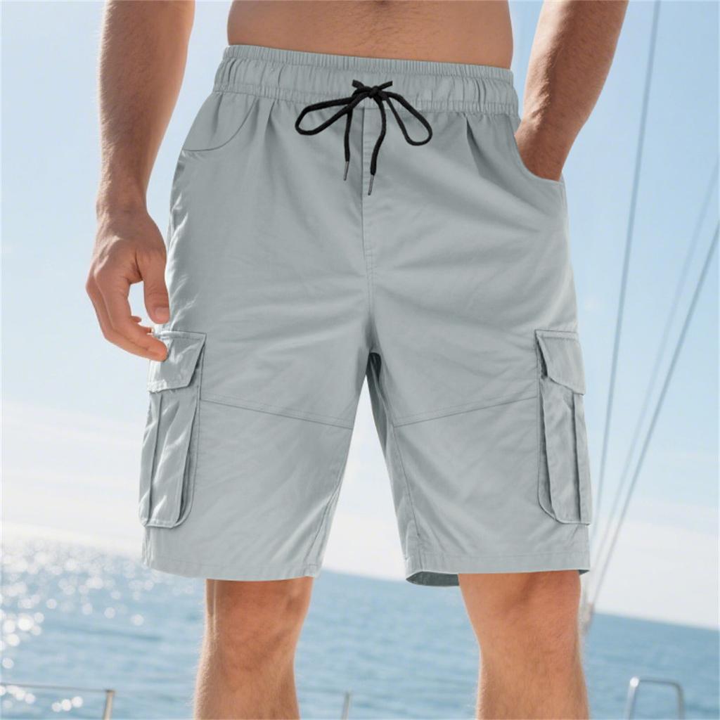 Men's Summer Loose Outdoor Sports Multi-Pocket Cargo Shorts Casual Pants Quarter Pants