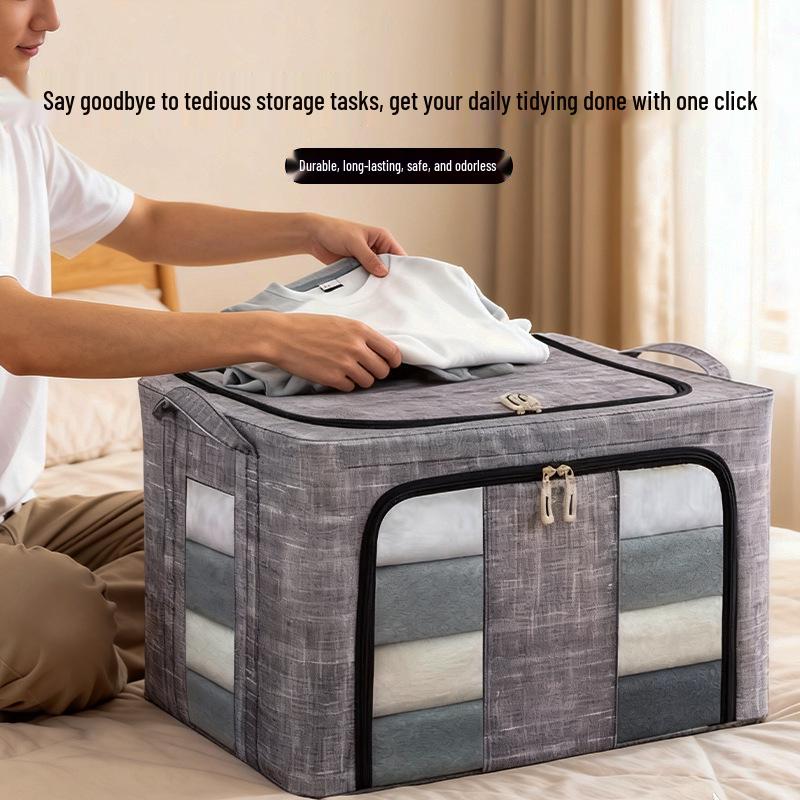 Gray Denim Non-Woven Folding Storage Box for Clothes Organization