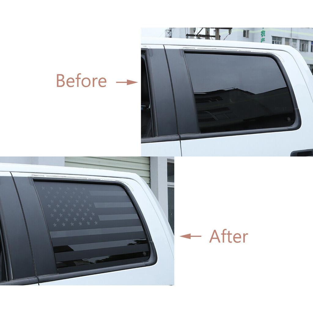 2x Black Rear Side Window Trim Stickers USA Flag Decal For 15-22 Ford F-150 F150
