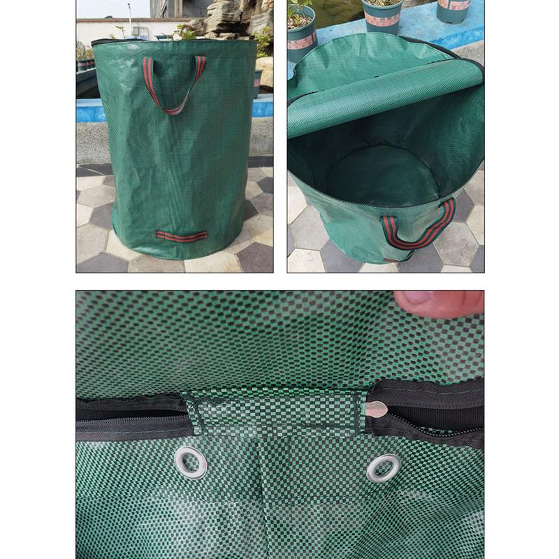 Bolsa de Residuos de Jardín de 272/500L con Tapa Cubo Plegable para Recolección de Hojas Bolsa de Almacenamiento Reutilizable para Hojas Caídas en Exteriores