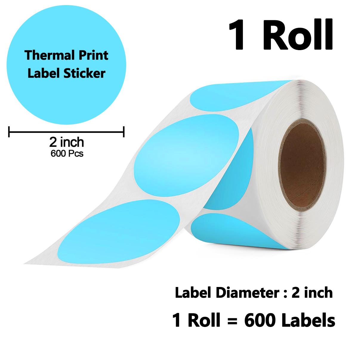 

Термонаклейки круглі 2 дюйми, самоклейні, для прямого термодруку, багатоцільові наклейки для принтера для DIY дизайну логотипу, QR-коду, бейджа 1Roll-Blue колір морської хвилі