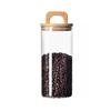 Vacuum Sealed Clear Glass Dry Foods Canister Sealing Lid and Wood Handle Canister for Snacks and Ingredients