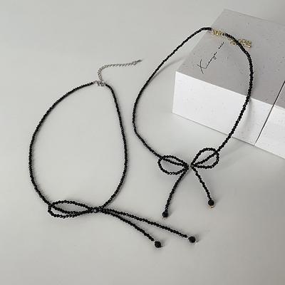 Super Fee Perle Kristall Schleife Halskette Damen Nische Retro Persönlichkeit Vielseitiges Temperament Mode Halskette Schlüsselbeinkette