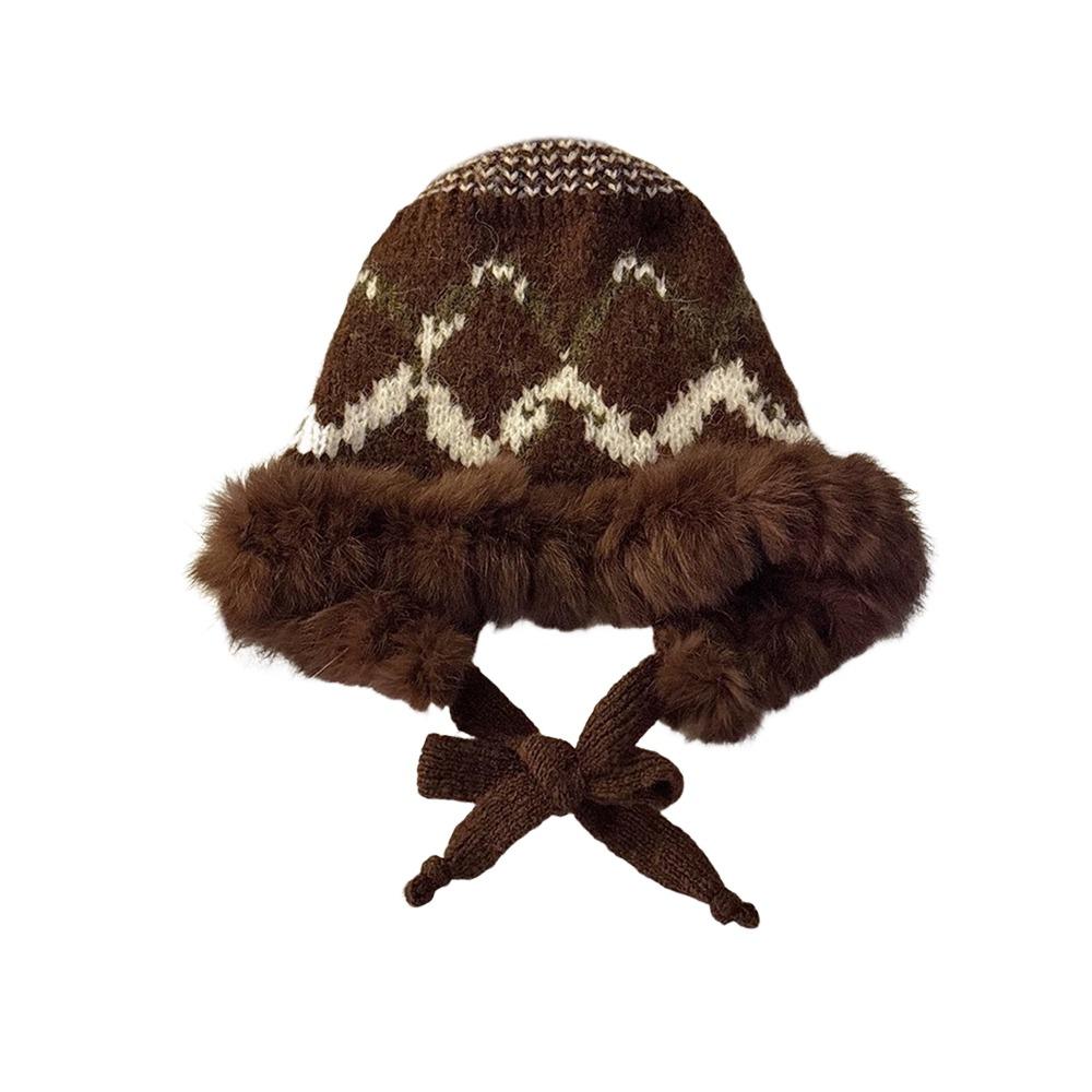 

Плюшевая шапка-бини, очень толстая шерстяная шляпа-ведро, новая шапка с защитой ушей, осень-зима кофейный