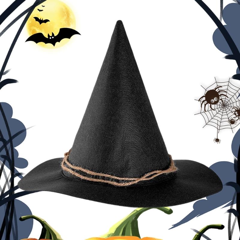 Retro Witch Hat Party Accessory Unique Black Wizard Hat Fashion Accessory