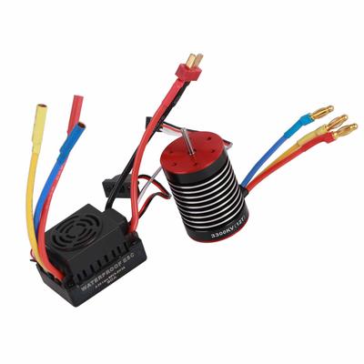 Brushless Motor 3300KV Aluminum Alloy Housing 60A Waterproof ESC Combo Set for 1 10 RC Car