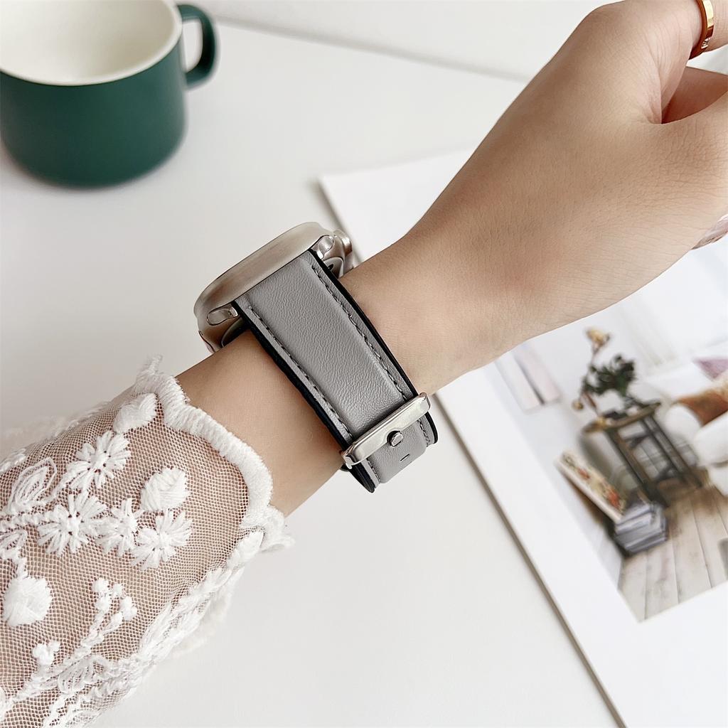 Watch Band for Apple Watch Series 10 Ultra 9 8 7 SE 6 5 4 3 2 1 46mm 49mm 45mm 44mm 42mm Napa Texture PU Covered Silicone Strap