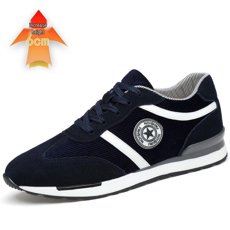 Men s Korean Style Casual Sports Shoes with 8CM Height Boost - Matte Suede Retro Design