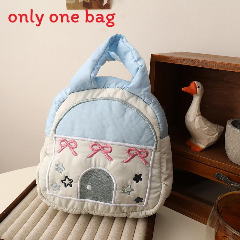 Polyester Cartoon Embroidered Cosmetic Bag With Zipper Closure For Daily Use