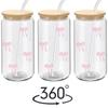 Cute 500ml Bow Glass Cups with Lids and Straw Drinkware Container Tumbler Cups Coffee Cups Kitchen Bar