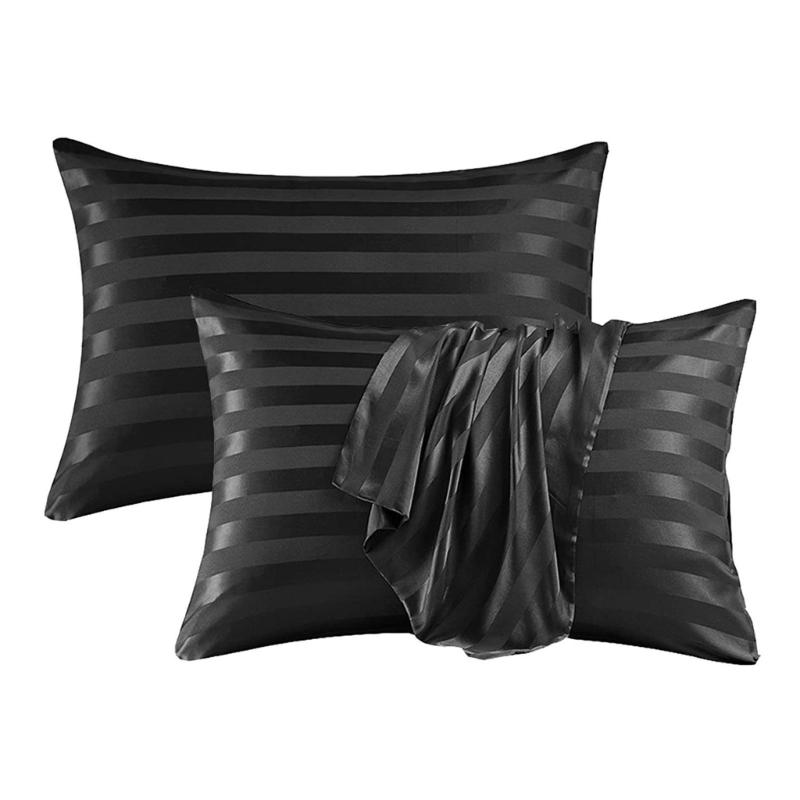 

2PCS Pillow Covers Pillowcases With Color Stripes Superior Quality Polyester Pillowcase Easily Cleaning K size