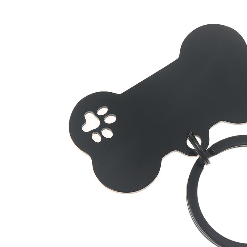 1Pc Abstract Dog Footprint Keychain Name And Text Tags Cat Dog Id Tag Name With Cute Symbols Bone Shaped Pet Nameplate