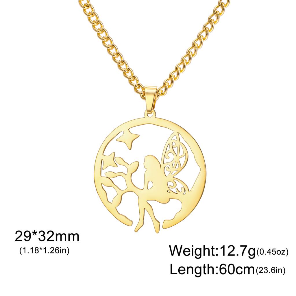  Elegant Flower Fairy Necklaces Stainless Steel Fashion Charm Forest Elf Pendant Chain for Women Lady Party Jewelry Gifts