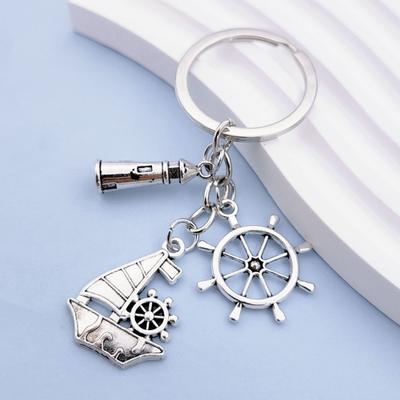 Rudder, Sailboat, Lighthouse, Letters, Good Friend Nautical Keychain, Columbus Day Memorial Keychain Backpack Pendant