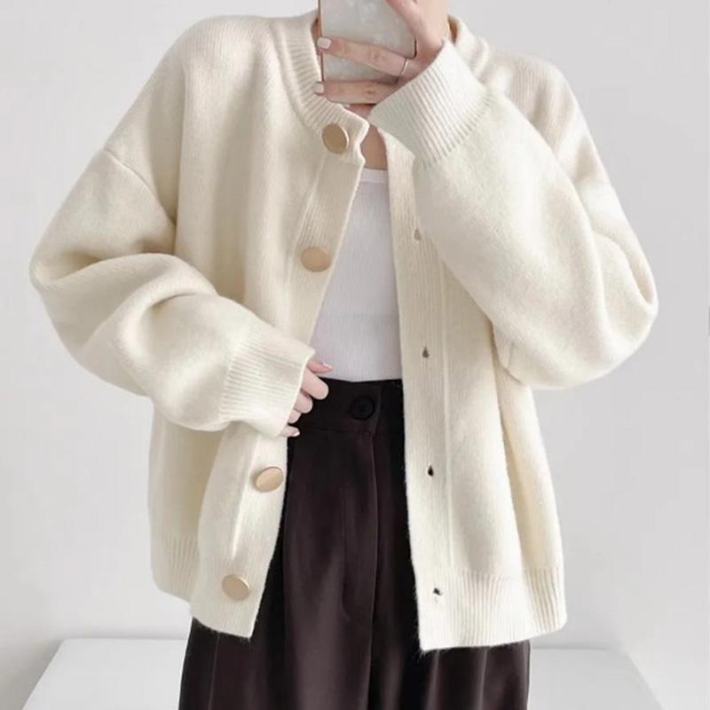 Maglioni Cappotto Cardigan da Donna Invernali Oversize Pile Ispessito Monocolore Larghi Manica Lunga Maglia Maglioni Cappotto