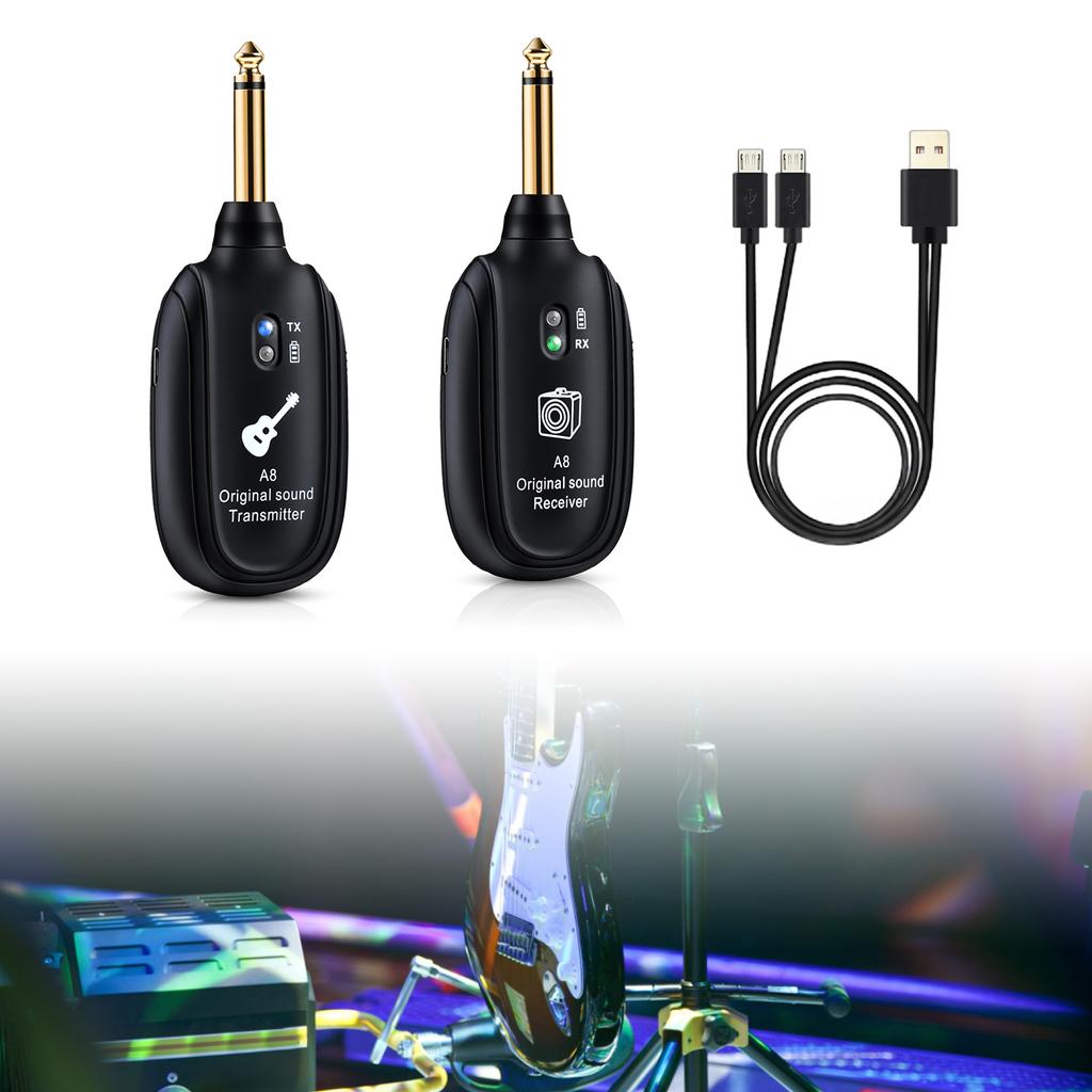 Guitar Wireless System 4Hours Runtime Wireless Guitar Transmitter Receiver Rechargeable Digital Guitar Wireless System