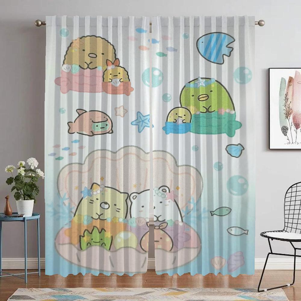 Anti-mosquito Curtains for Living Room Sumikko Gurashi Partition Home Interior Curtains 2 Pieces Blackout Curtain Shades Kitchen