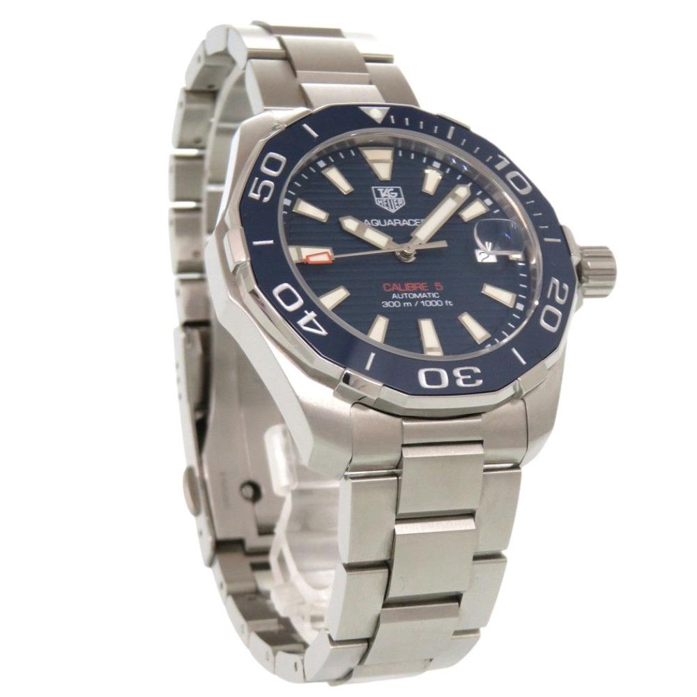 Used AUTHENTIC TAG HEUER WAY211C Aqua Racer Caliber 5 Blue SS Automatic Wristwatch