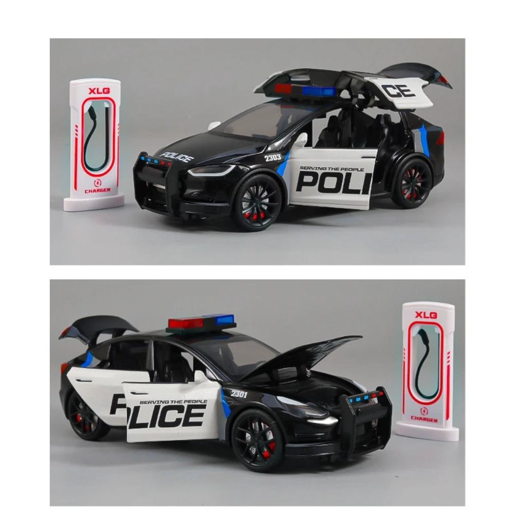 1/24 Scale Police Roadster Model Y Model 3 Cybertruck Model X Model S Diecast Metal Alloy Model Car Children's Toy Car Gift for Friend