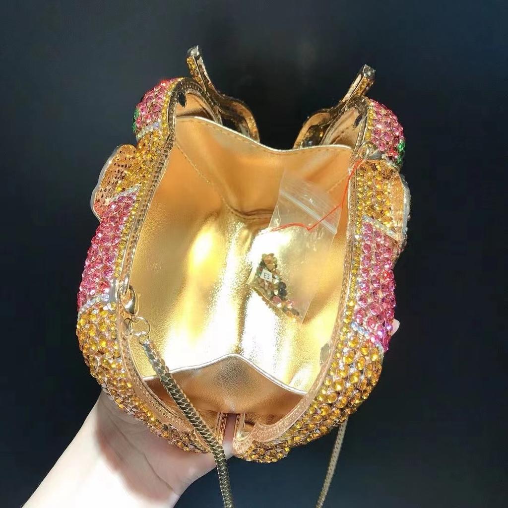 Elephant Style Evening Purse Clutches Pink/Yellow Rhinestone Crystal Women Wedding Bridal Handbags Girls Rhinestone Purses
