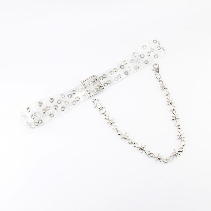 Fashion Double Breasted Design Women Waist Belt And Butterfly Metal Chain Decor