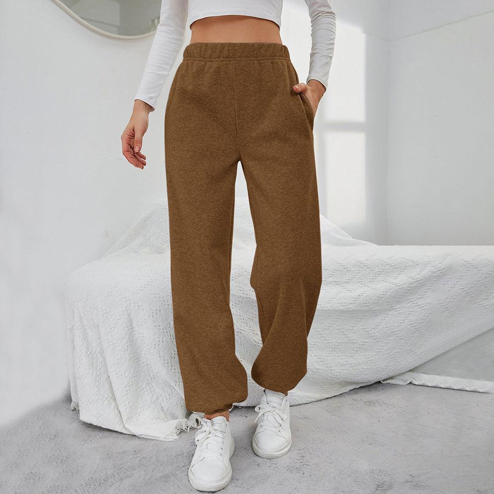 2026 Europäische und Amerikanische Einfache Gerade Lässige Hosen Frühling/Sommer Taschen Design Hohe Taille Fleece-gefüttert Lange Hosen