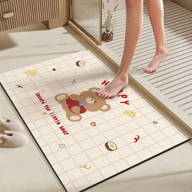 Diatomite Water-Absorbing Bathroom Floor Mat, Anti-Slip Quick-Drying Toilet Door Floor Rug, Home Decoration