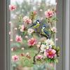 Vögel Blumen Ast Statische Fensteraufkleber, Aquarellvögel auf blühendem Ast Ast Fensteraufkleber, Wiederverwendbare Antikollisions-Doppelseitige Aufkleber für Glas