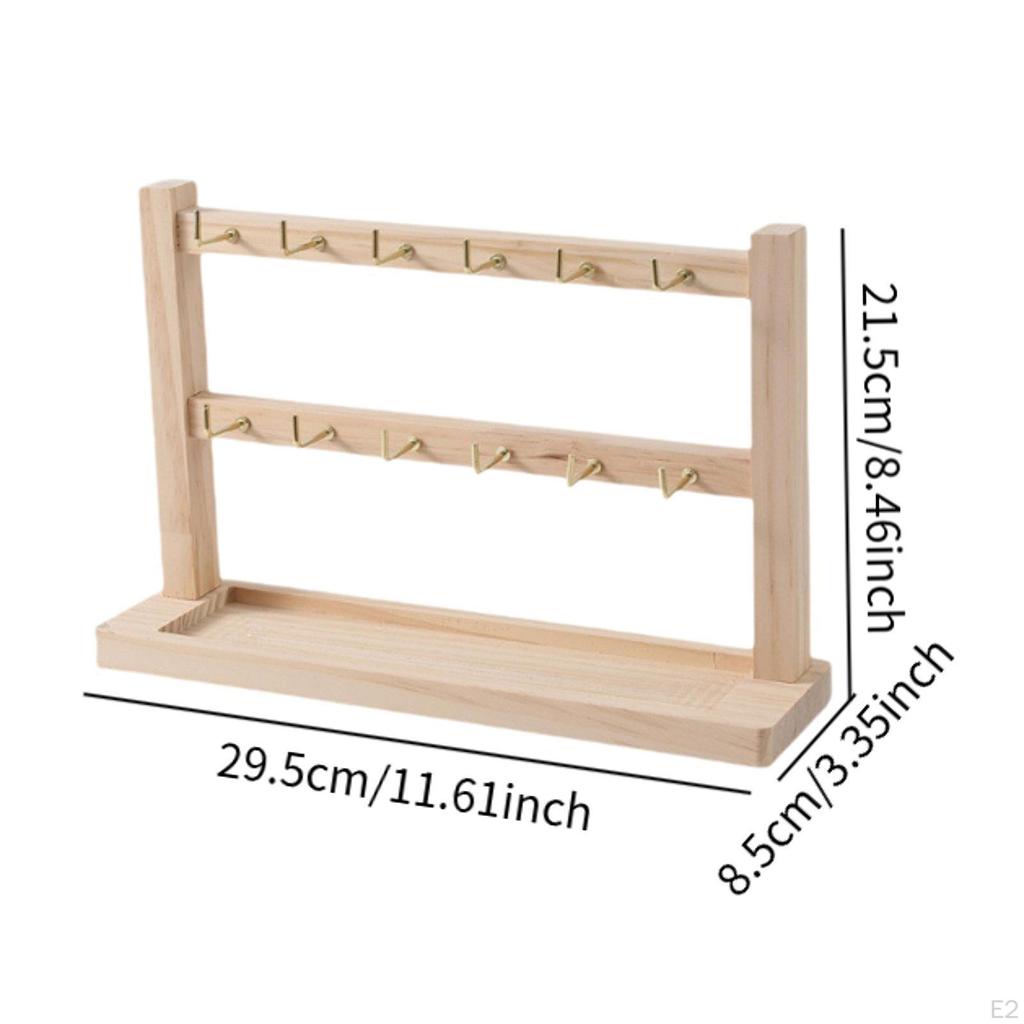 Earring Display Stand for Selling with Hooks Stable Sturdy Wood Rack Bracelets