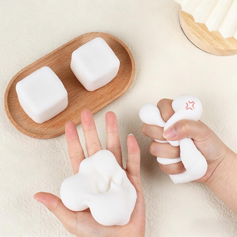 Soft Squishy Milk White Tofu Squeeze Toy Cute White Square Sensory Stress Relief Fidget Toys Dough Ball Gifts For Adults Gift