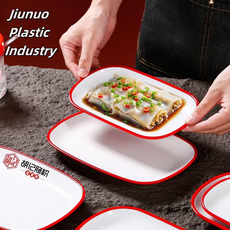 Driyan Red & White Rectangular Melamine Plate 10-pack