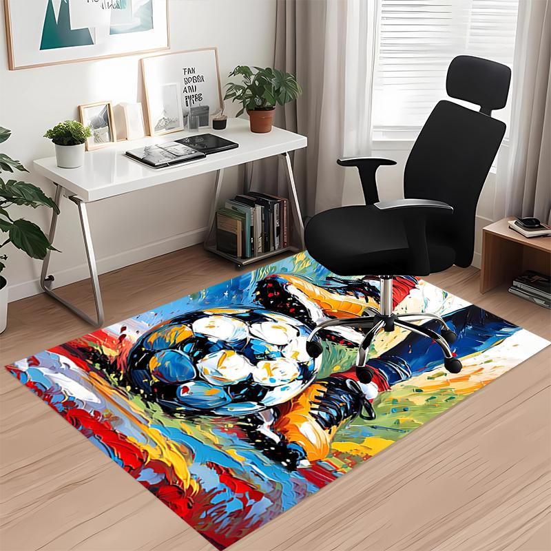 Soccer Printed Carpet, for Office Chair Living Room Bedroom Kitchen Room Decor Gifts.