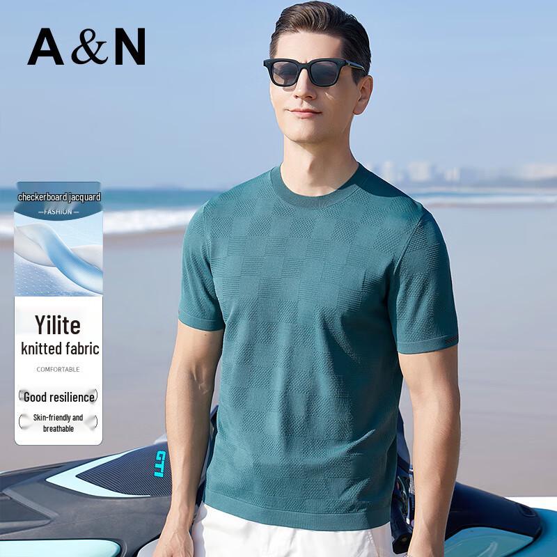 Men's Ice Silk Jacquard Short Sleeve T-Shirt